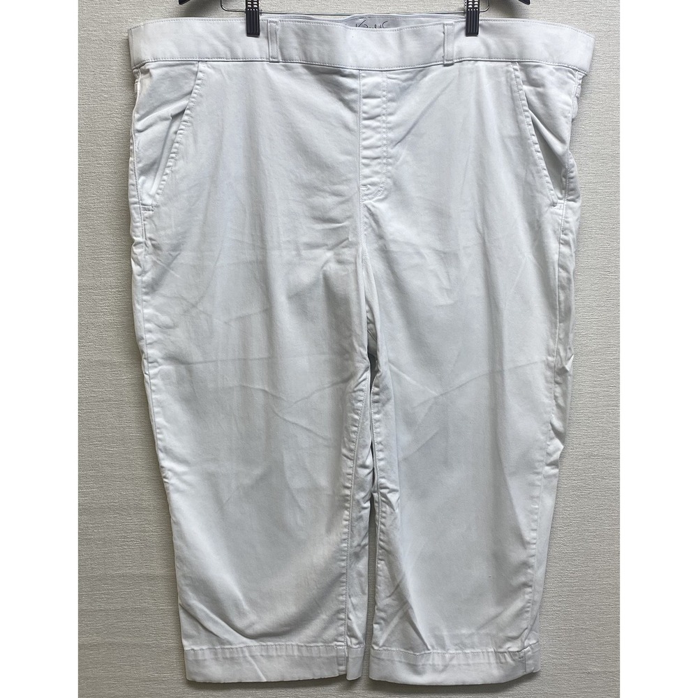 Gloria Vanderbilt Shape Effect High Rise Wide Leg Crop White Stretch Size 24W